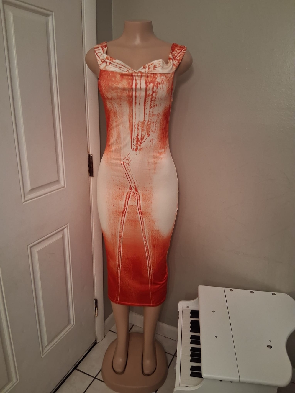 Orange Ombre Bodycon Midi Dress - Unbranded
